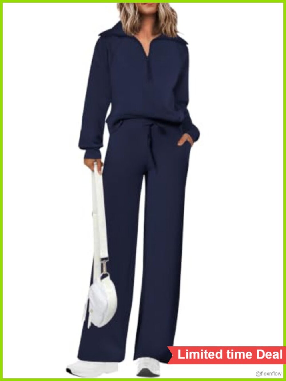 Women's 2 Piece Lounge Set Half Zip Sweatshirt Palazzo Pants Tracksuit